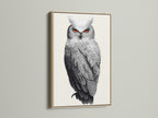 Enhance your space with this owl artwork in an oak frame. This dotted wildlife canvas adds modern animal art to any room. The bird art print is ideal for office or home decor. A contemporary print indeed.