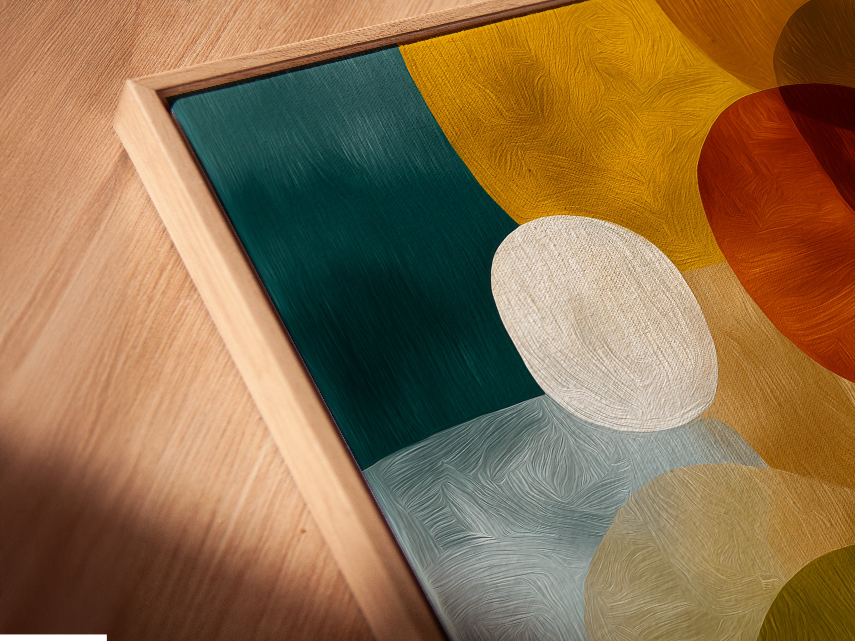 Abstract Geometric Canvas Print - Mid Century Modern Wall Art, Colorful Circles Artwork for Living Room Decor