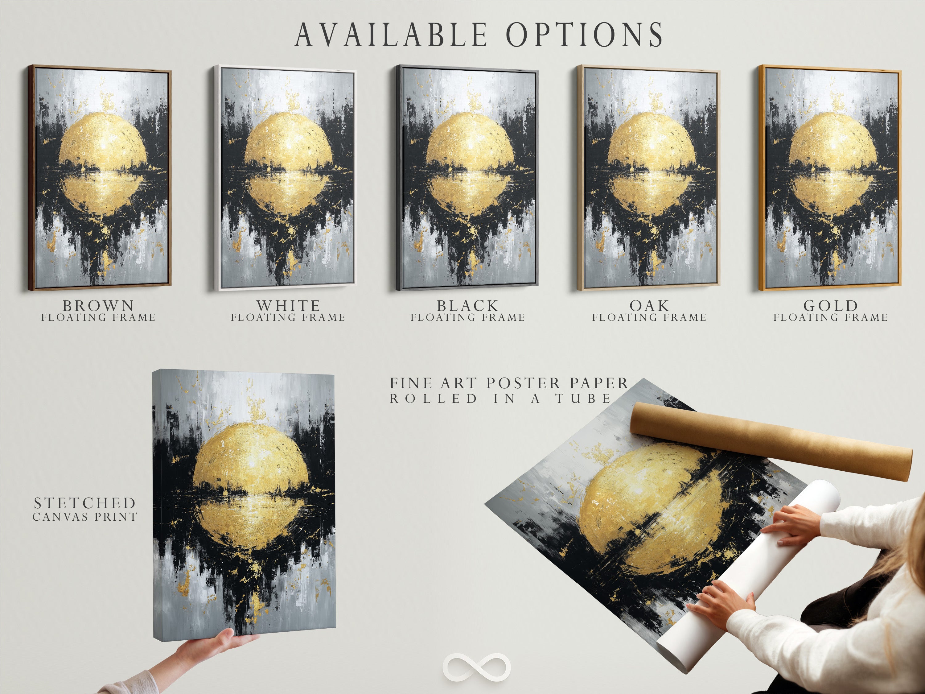 Explore the available options for your artwork needs. Choose from stretched canvas prints fine art poster paper or floating frames. Customize your artwork with our versatile options. Create a unique presentation.