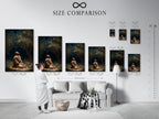 Refer to our size comparison chart. Find the perfect fit for your space. Visualize the artwork in different sizes. Make an informed decision with our helpful guide. Choose the ideal dimensions to complement your home. The chart shows all available sizes.