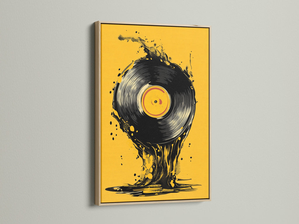This is an oak frame showcasing a vinyl record artwork. The natural wood grain adds warmth and character. This frame enhances the visual appeal of the art. Discover the beauty of oak frames to transform your space.