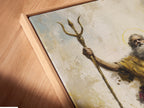 A close-up shows a canvas print in a floating frame. The floating frame gives the artwork depth. The canvas print appears to hover. The print is a modern way to display art.