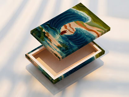 This is a stretched canvas print. Featuring Ocean Wave Art Biblical Moses Parting Sea. This religious coastal decor enhances any space. It suits minimalist Scandinavian or eclectic styles. Perfect for living rooms bedrooms or offices. This religious decor is a great choice.