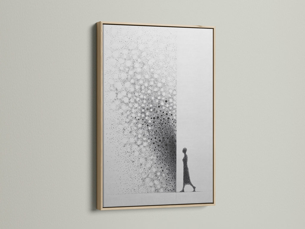 An oak frame enhances this artwork. The natural wood grain adds warmth. It brings a touch of rustic elegance to any space. This frame highlights the art. It provides a classic presentation