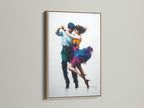 Artwork is beautifully displayed in an oak frame. The art print depicts a dancing couple. The oak frame adds warmth and enhances any interior. This frame is a great way to showcase your favorite art prints. It will elevate your artwork with a touch of nature.