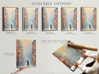 Explore available options for our misty cityscape artwork. Choose from stretched canvas prints fine art poster paper or floating frames to suit your style. Enhance your living room hallway or boutique with our urban canvas prints.