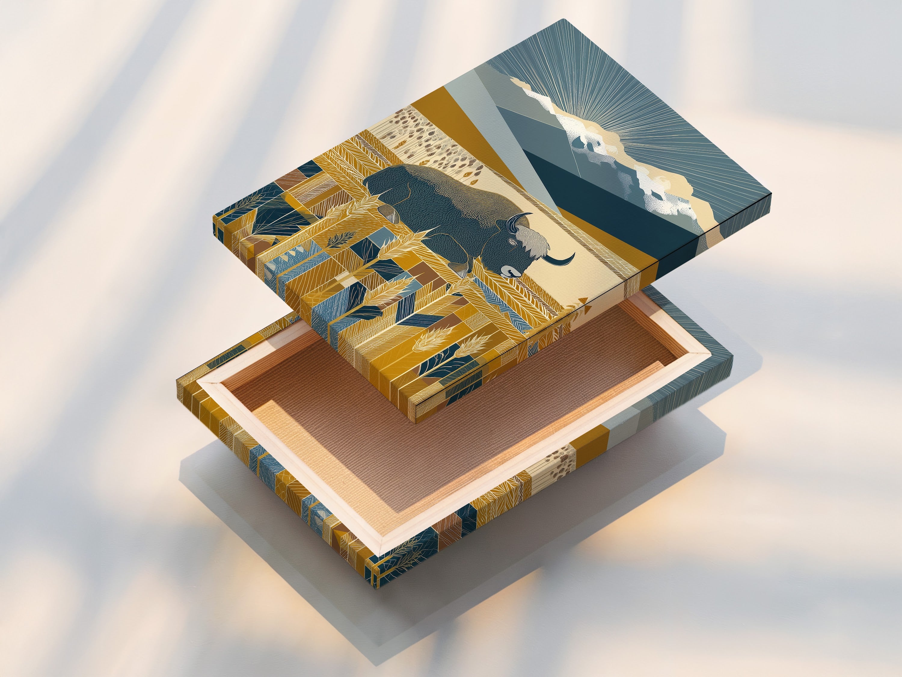 Buffalo Prairie Art Print - Western Landscape Canvas Art, Southwestern Wall Decor for Living Room, Bison Wildlife Print