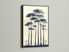 Add a touch of sophistication with this forest trees canvas print. The black frame enhances the minimalist nature artwork. The neutral tones complement any decor style. Ideal for creating a modern and elegant space. Transform your living room or office with this artwork.