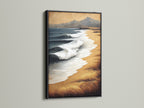 Add a touch of sophistication to your walls with our coastal artwork. The black frame accentuates the neutral tone seascape artwork. Perfect for creating a focal point in any room. This beach canvas print brings the beauty of the ocean into your home. Enhance your decor with this elegant piece.