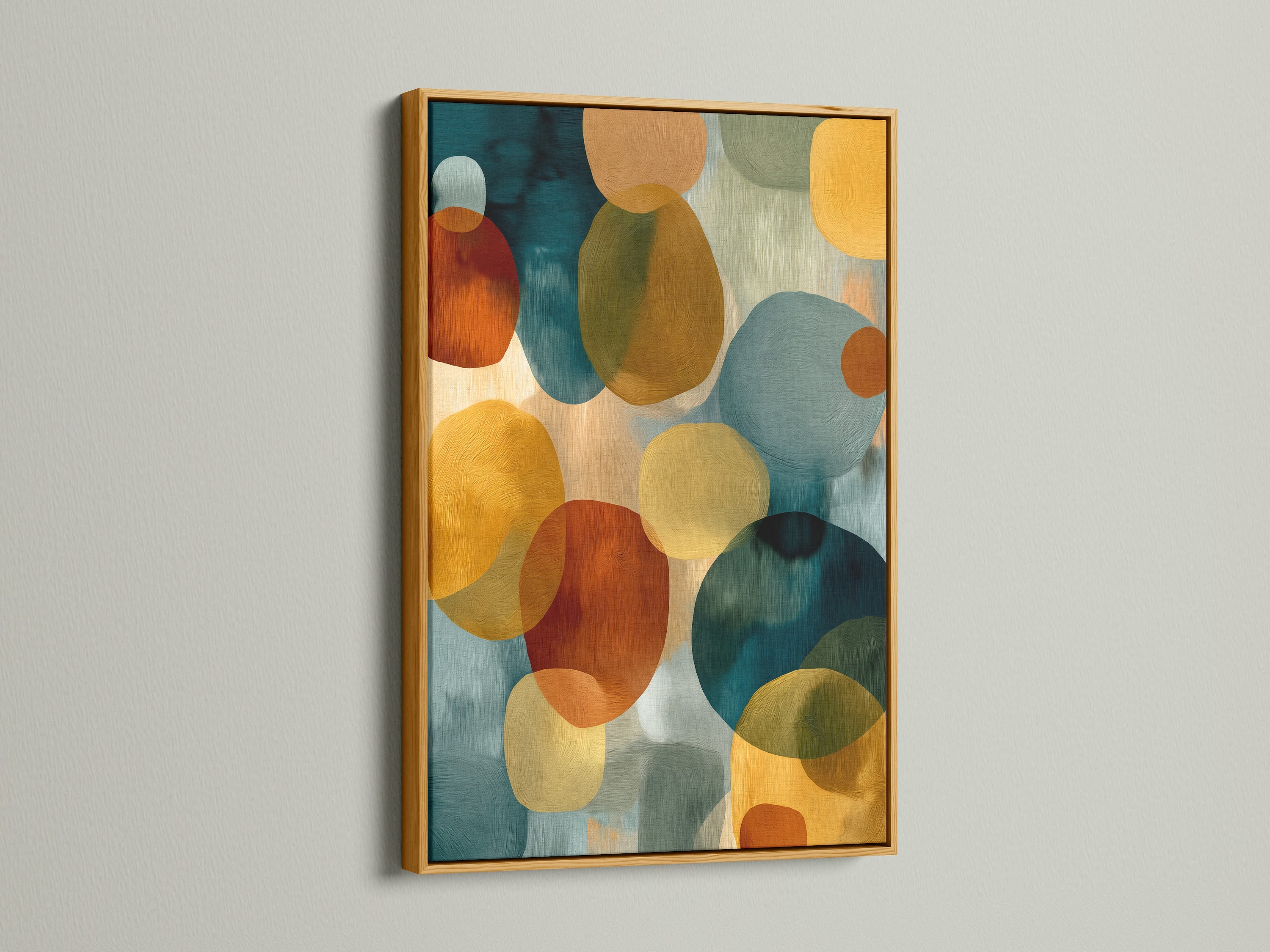 Abstract Circle Canvas Print - Modern Geometric Wall Art, Teal Orange Contemporary Artwork for Living Room Decor