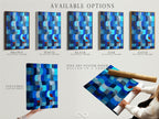 Explore the available options for our abstract blue canvas art. Choose from stretched canvas prints fine art poster paper or floating frames. Customize your modern art piece to fit your style. Find the perfect option for your indigo navy artwork today.