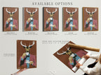 Explore available options for the Deer Gentleman artwork. Choose from a stretched canvas print fine art poster paper or a floating frame. Elevate your space with this animal portrait art. Perfect for modern wall art enthusiasts. Discover unique quirky wall decor and folk art prints to match your style.