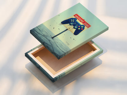 Stretched Gaming Zone canvas print. The gamer wall art is ready to hang. This gaming print is perfect for any room. It makes cool teen boy decor. The game room art transforms your space with style.