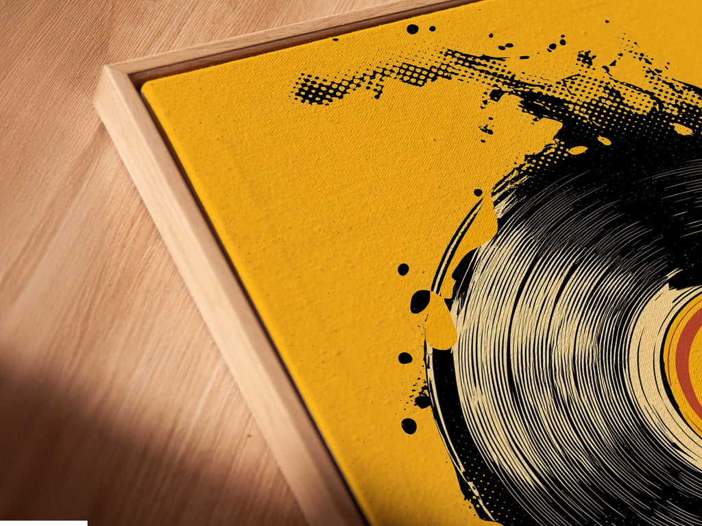 A close-up shows a canvas print in a floating frame. The floating frame creates a unique shadow. It adds depth to the artwork. The canvas print looks suspended within the frame. Floating frames offer a modern and sophisticated look.