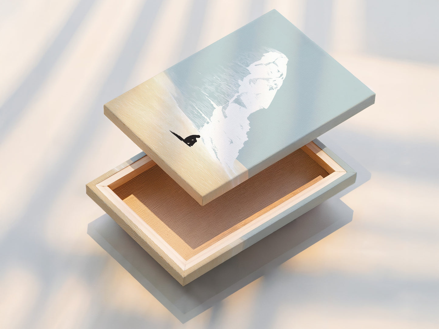 A stretched canvas print of the Desert Dream artwork. The stretched canvas is ready to hang. It offers a gallery like appearance. Perfect for your bedroom wall decor. Enjoy the minimalist art in a modern format.