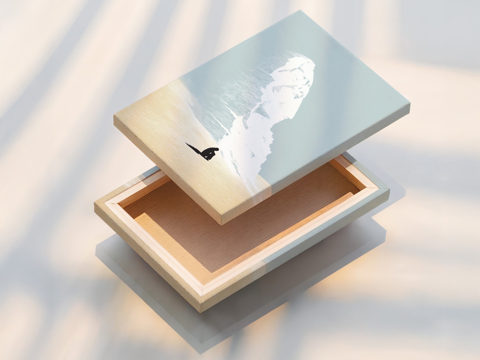 A stretched canvas print of the Desert Dream artwork. The stretched canvas is ready to hang. It offers a gallery like appearance. Perfect for your bedroom wall decor. Enjoy the minimalist art in a modern format.