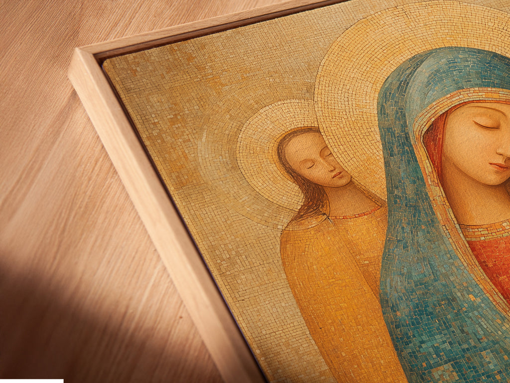 A close-up of a canvas print in a floating frame. The floating frame gives a modern touch. The art appears to float within the frame. It creates a sleek and sophisticated look. Ideal for contemporary interiors. Experience art in a new way.