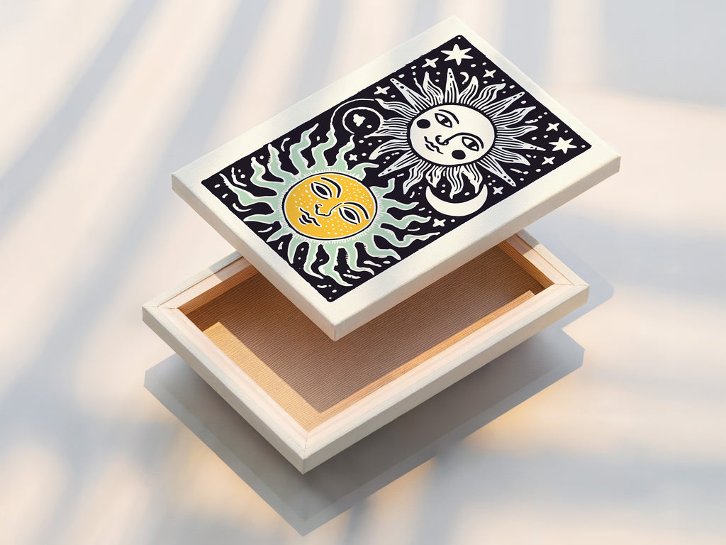 Stretched canvas print is showcased. The canvas is tightly stretched. The print is vibrant and detailed. The artwork is ready to hang. The canvas material enhances the art. It is a perfect addition to any space.