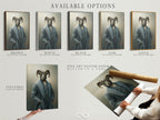 Available options for the Ram Portrait artwork are displayed including a stretched canvas print fine art poster paper and floating frame. Choose the perfect option to suit your style and decor needs. This artwork is perfect for eclectic or office styles.