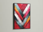 Add sophistication with our Chevron Geometric Art in a black frame. The red and teal canvas print enhances modern interiors. This abstract art piece is ideal for business proprietors. It complements minimalist and eclectic styles.