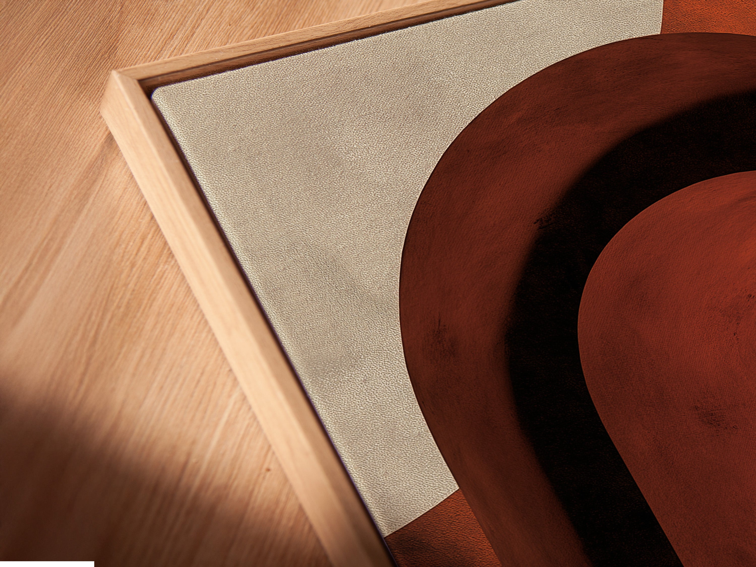 A close-up of a canvas print in a floating frame. The artwork appears to float within the frame. This creates a modern and sophisticated display. Enhance any room with this unique style.