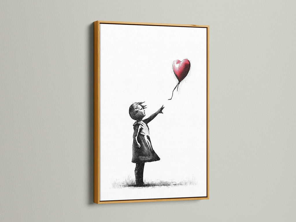 Check out our art prints with a gold frame. A gold frame adds a touch of luxury and sophistication. This frame enhances the artwork with a subtle shimmer. View how a gold frame elevates this Banksy-style art print. Transform your space with a hint of glamour. Perfect for adding a luxurious touch.