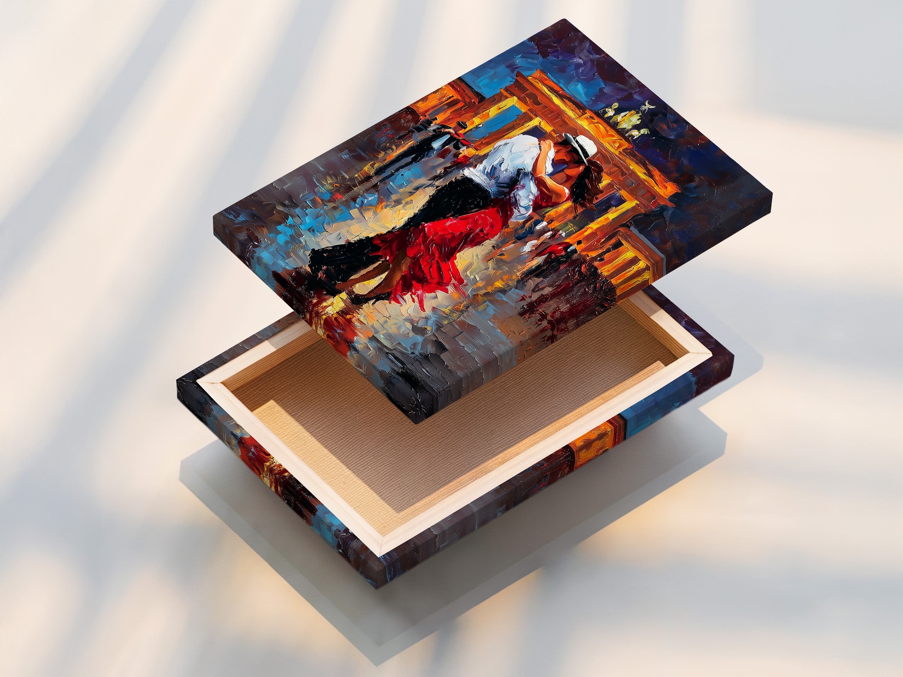 Stretched canvas print. The artwork is stretched over a wooden frame creating a gallery-ready piece. The canvas texture adds depth and richness to the artwork. The stretched canvas print is perfect for adding a touch of sophistication to any room. It provides a professional and polished look.