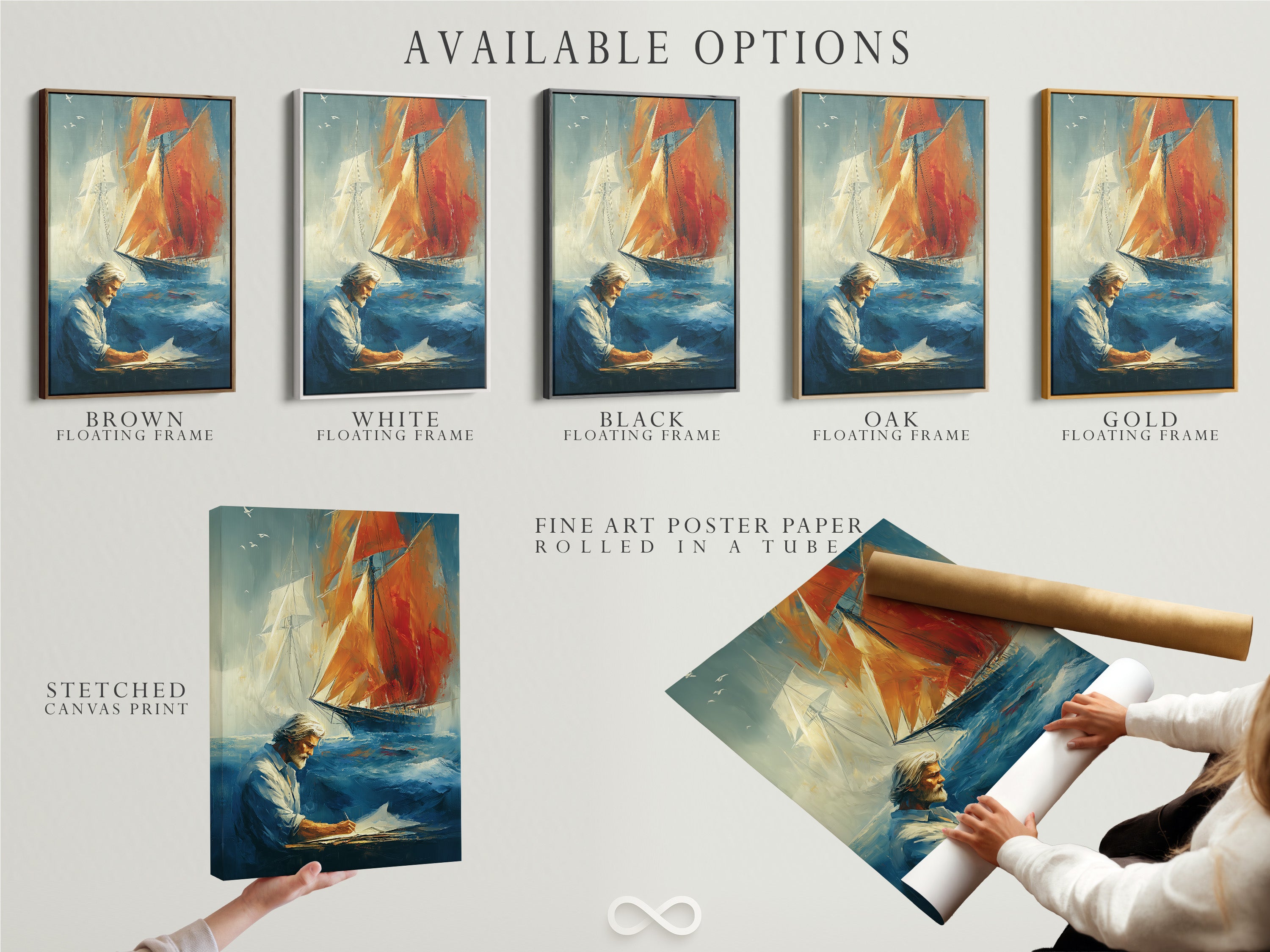 Available options for nautical sailing art prints. Choose from stretched canvas prints fine art poster paper or floating frames. The vintage maritime wall art features a captain and sailboat. Enhance your study room decor with our nautical artwork.