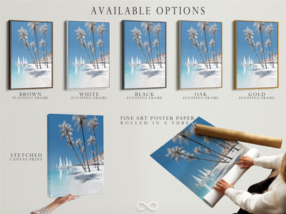 Explore available options for our tropical beach artwork. Choose from stretched canvas prints fine art poster paper or floating frames. Customize your coastal wall art to perfectly match your style. Start creating your beachy oasis now
