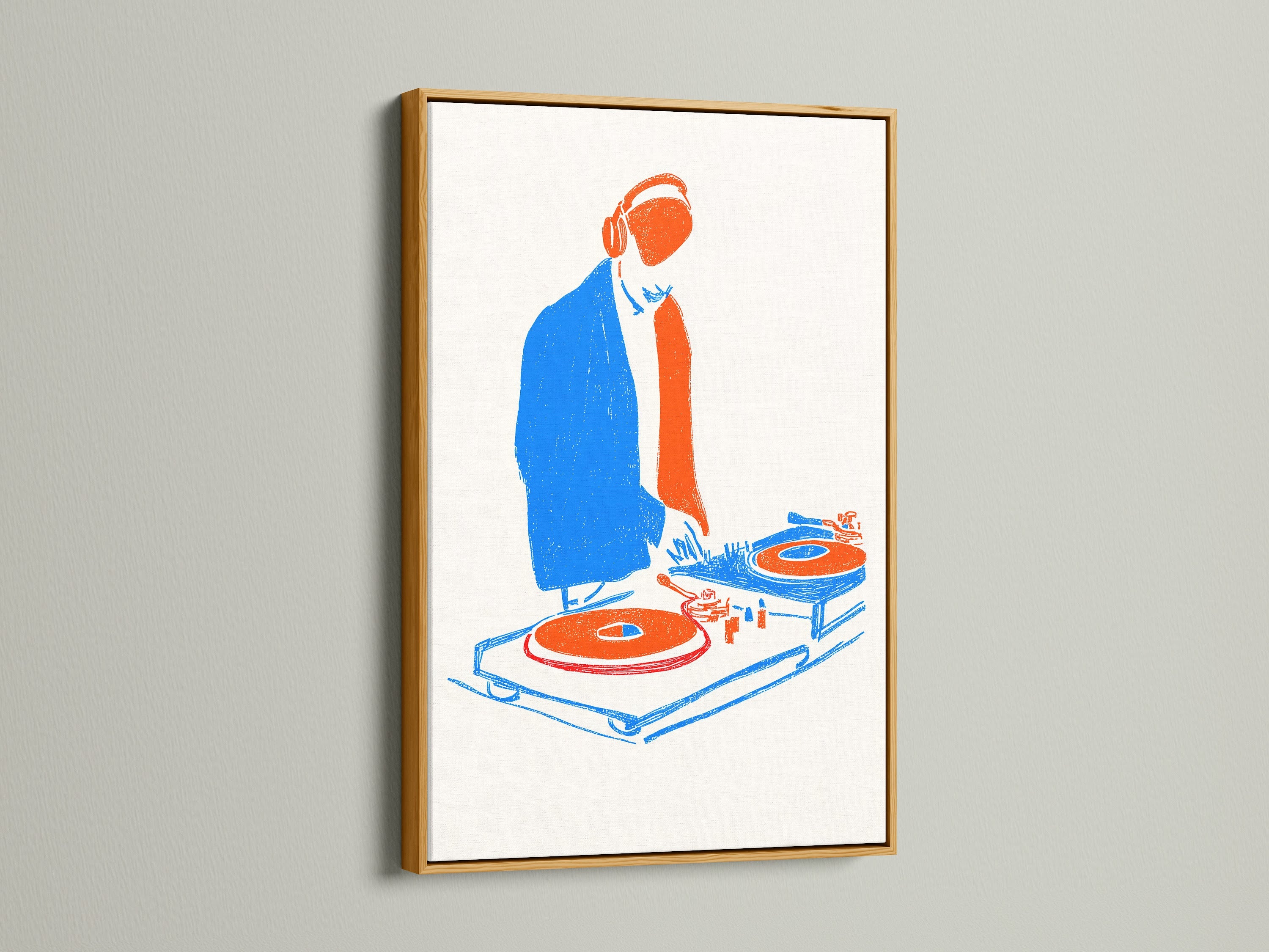 DJ Turntable art is highlighted in a gold frame. The artwork is perfect for adding a vintage touch. The gold frame enhances the retro wall art. Consider this for music room decor and studio wall art. The gold frame adds a touch of elegance to the turntable print. It's great for music lovers.