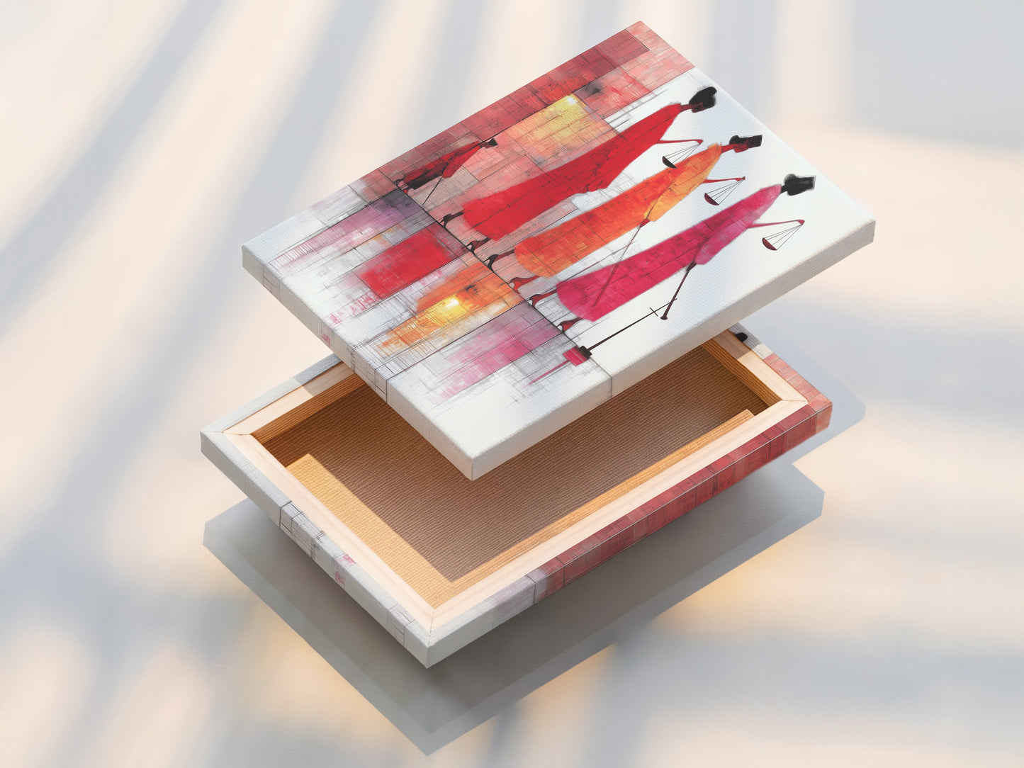 A stretched canvas print of the Justice Scales artwork. The canvas is tightly stretched. It provides a gallery ready display. Ideal for adding a touch of modern art to your law office or study.