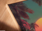 A close-up angled view of a canvas print. The canvas print is displayed in a floating frame. Floating frames create a modern gallery look. The artwork appears to float within the frame. Enhance your canvas prints with our floating frames. Showcase your art in a unique way.