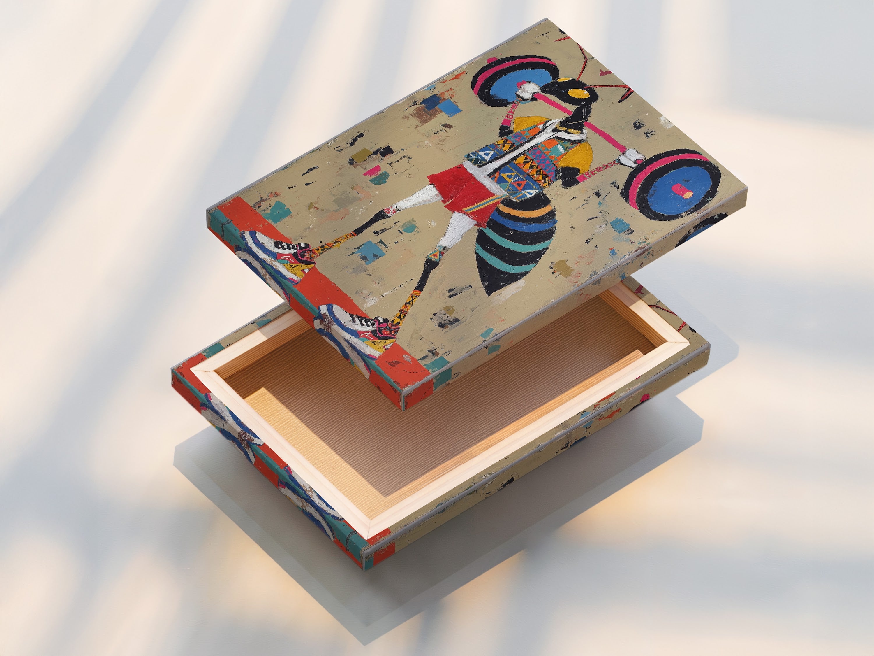 A stretched canvas print featuring weightlifter art. This retro gym wall art is perfect for adding a vintage touch. The fitness art print provides workout motivation. It's ideal for contemporary eclectic or minimalist styles. This vintage fitness canvas print is great for home gym decor. The beige and black colors complement any living space.