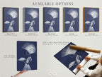Available options include stretched canvas print fine art poster paper and a floating frame. Choose the perfect medium and frame for your art piece. Each option offers a unique aesthetic and presentation. Customize your artwork to suit your personal style. Select the best option for your needs.