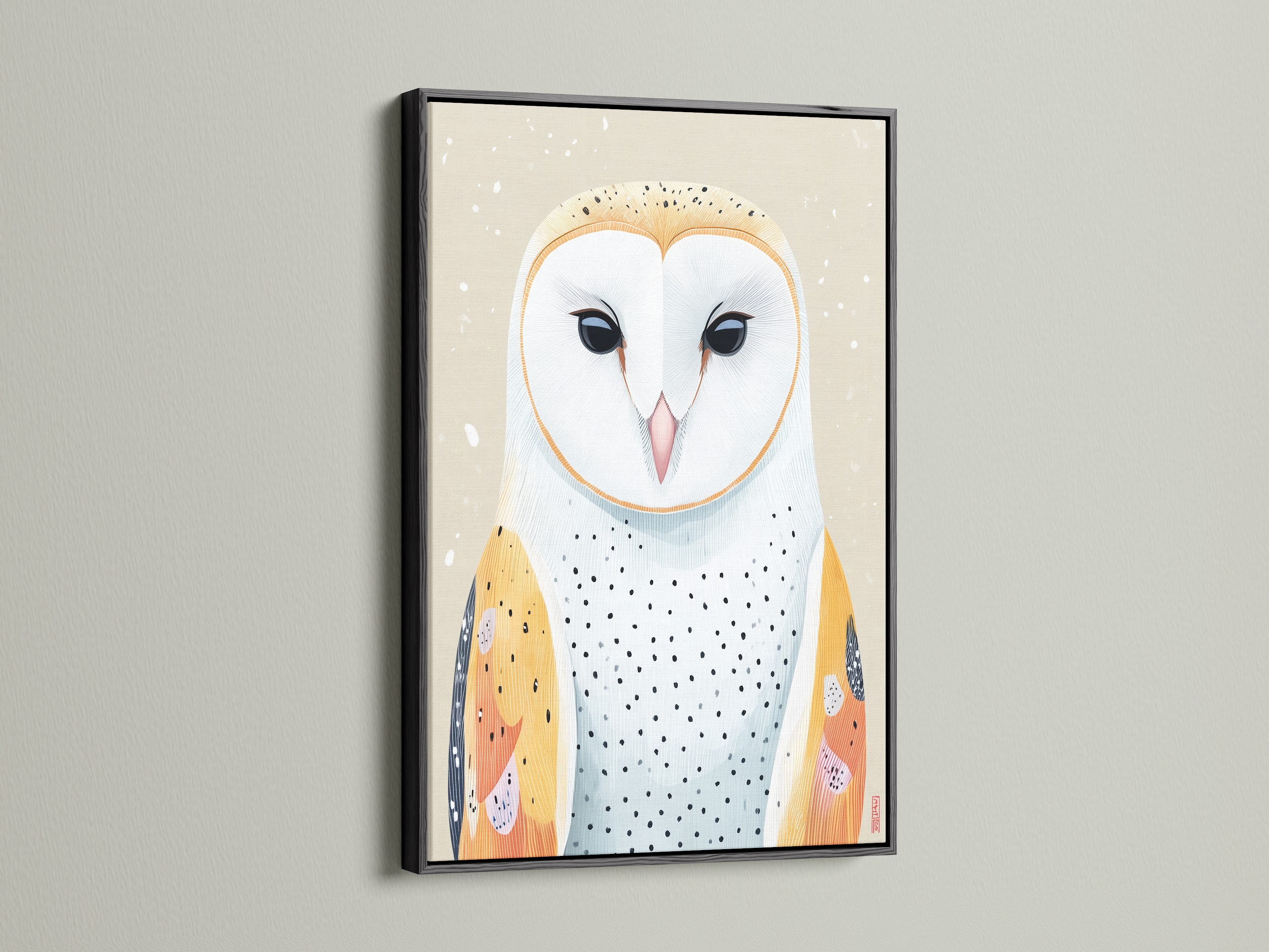 Observe the owl artwork in a black frame. A classic choice for any space. The black frame makes the artwork pop. It provides a modern art print look for your walls. Ideal for kids room decor or a scandinavian art style.