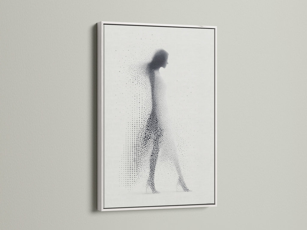 A white frame showcasing elegant art. The white frame offers a clean look. It highlights the artwork. Perfect for modern interiors. A stylish way to display art. It brings sophistication to any space.