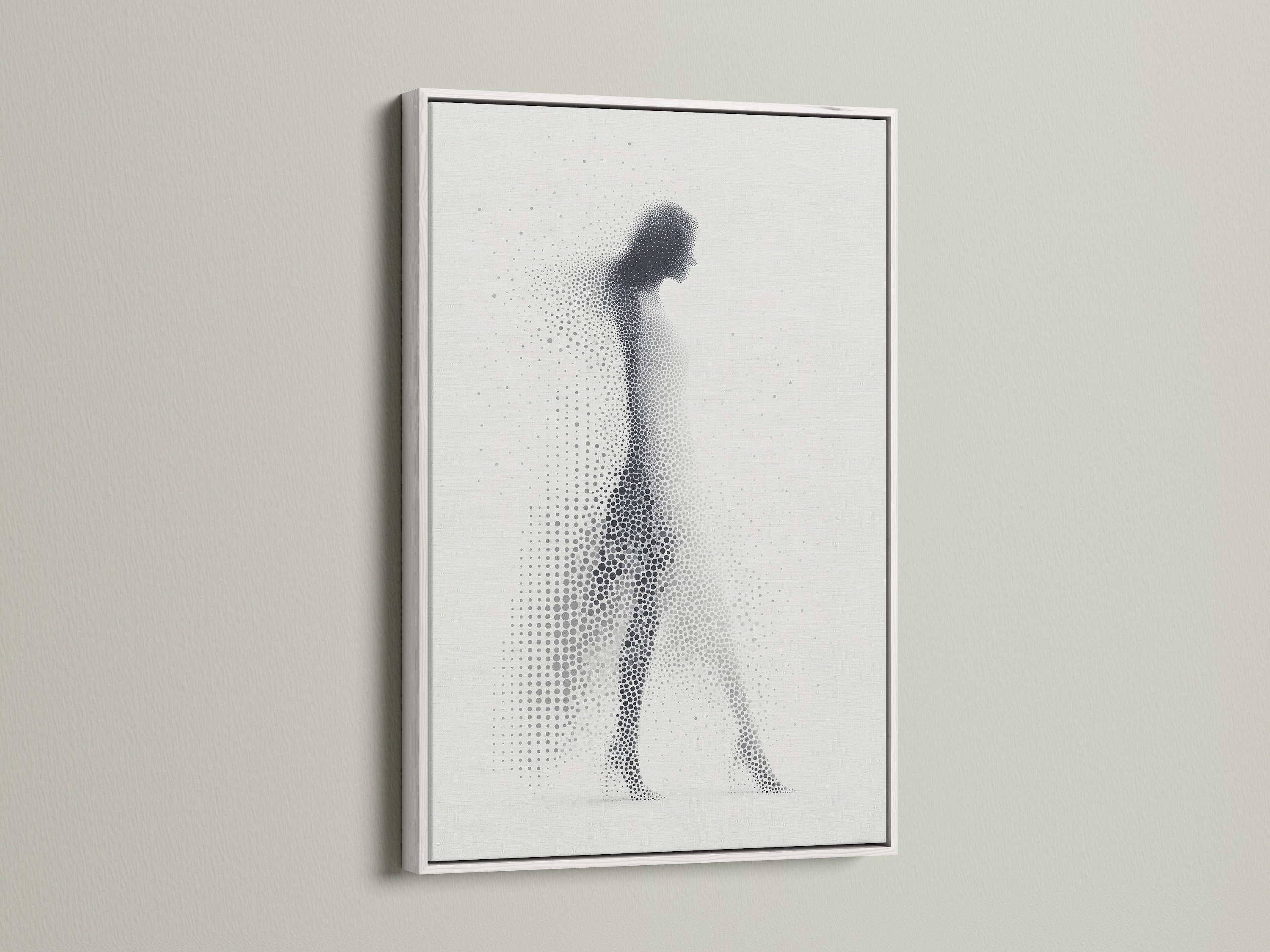 A white frame showcasing elegant art. The white frame offers a clean look. It highlights the artwork. Perfect for modern interiors. A stylish way to display art. It brings sophistication to any space.