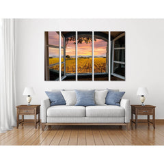 Napa Valley Vineyards In Autumn Colors, Sunrise Sky View Through A Window №04213 Ready to Hang Canvas PrintCanvas art arrives ready to hang, with hanging accessories included and no additional framing required. Every canvas print is hand-crafted, made on-