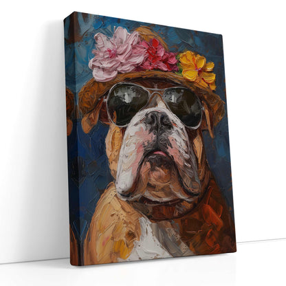 Canvas Print Bulldog Sunglasses