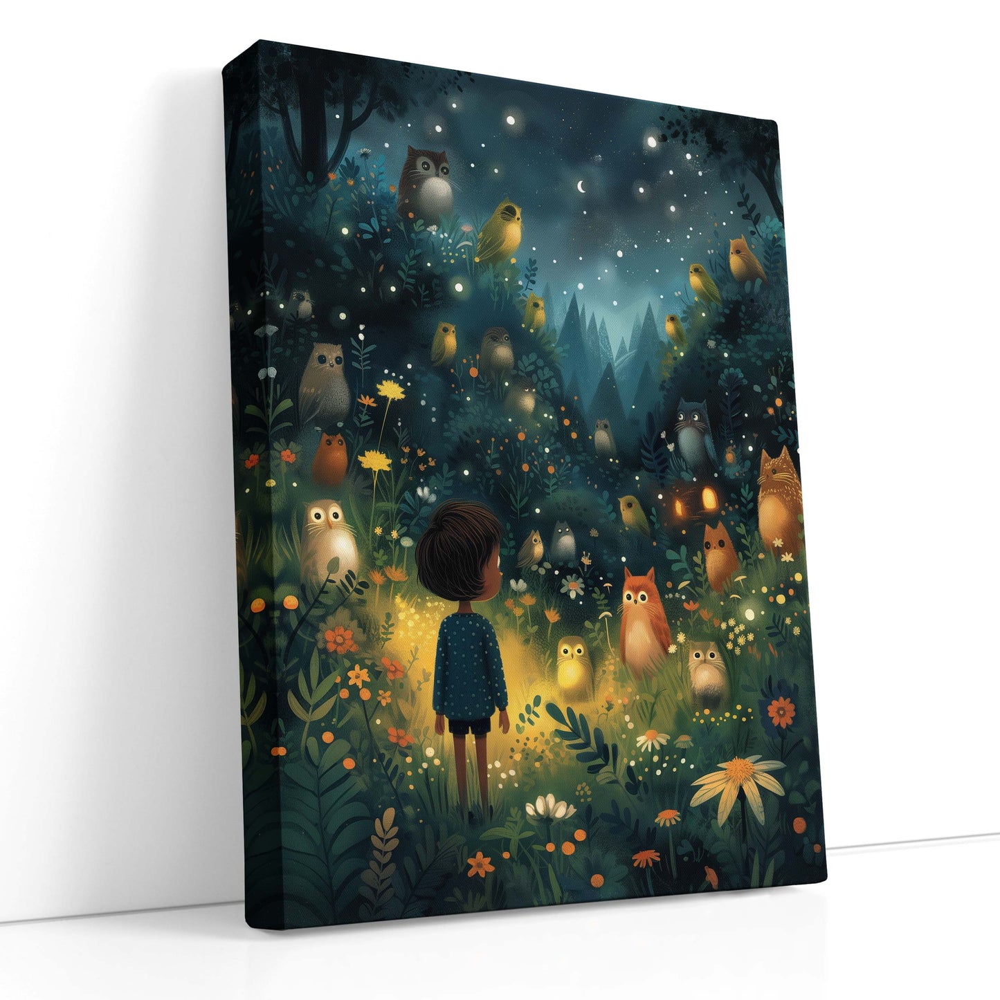 Child with Nocturnal Birds Canvas Print