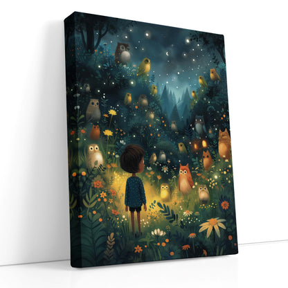 Child with Nocturnal Birds Canvas Print