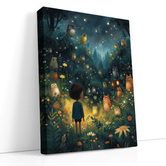 Child with Nocturnal Birds Canvas Print