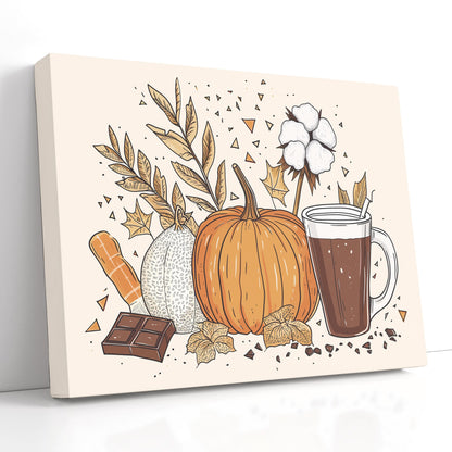 Autumn Harvest Pumpkin and Cocoa - Canvas Print