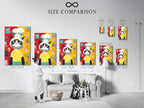 A size comparison chart in an interior setting. This helps you visualize the perfect dimensions for your space. See how the Chef Cat Wall Art fits in different room sizes. Choose the ideal size for your kitchen wall decor.