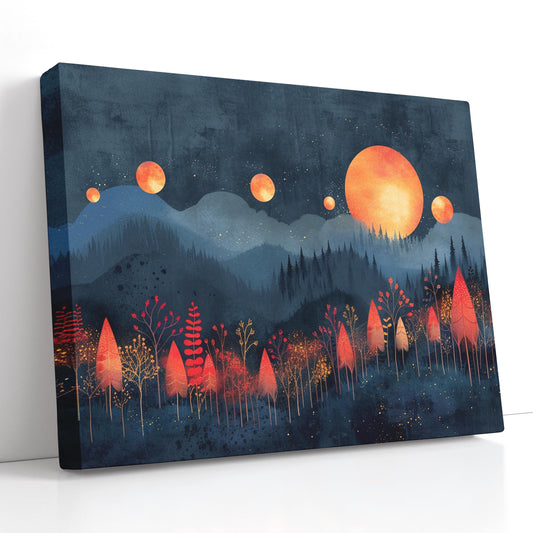 Noche mágica del bosque - Impresión de lienzo
