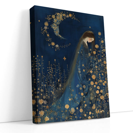 Mystical Lady in Celestial Gown Canvas Print