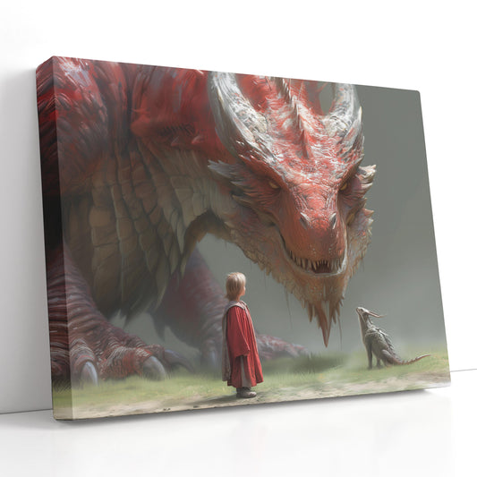 Cuento épico del dragón y el niño - Lienzo impreso