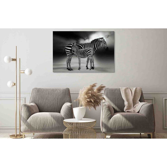 Two cute zebras №D2812 Ready to Hang Canvas PrintCanvas art arrives ready to hang, with hanging accessories included and no additional framing required. Every canvas print is hand-crafted, made on-demand at our workshop and expertly stretched around 100%