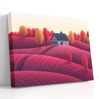 Twilight Glow Over Pink Fields - Canvas Print