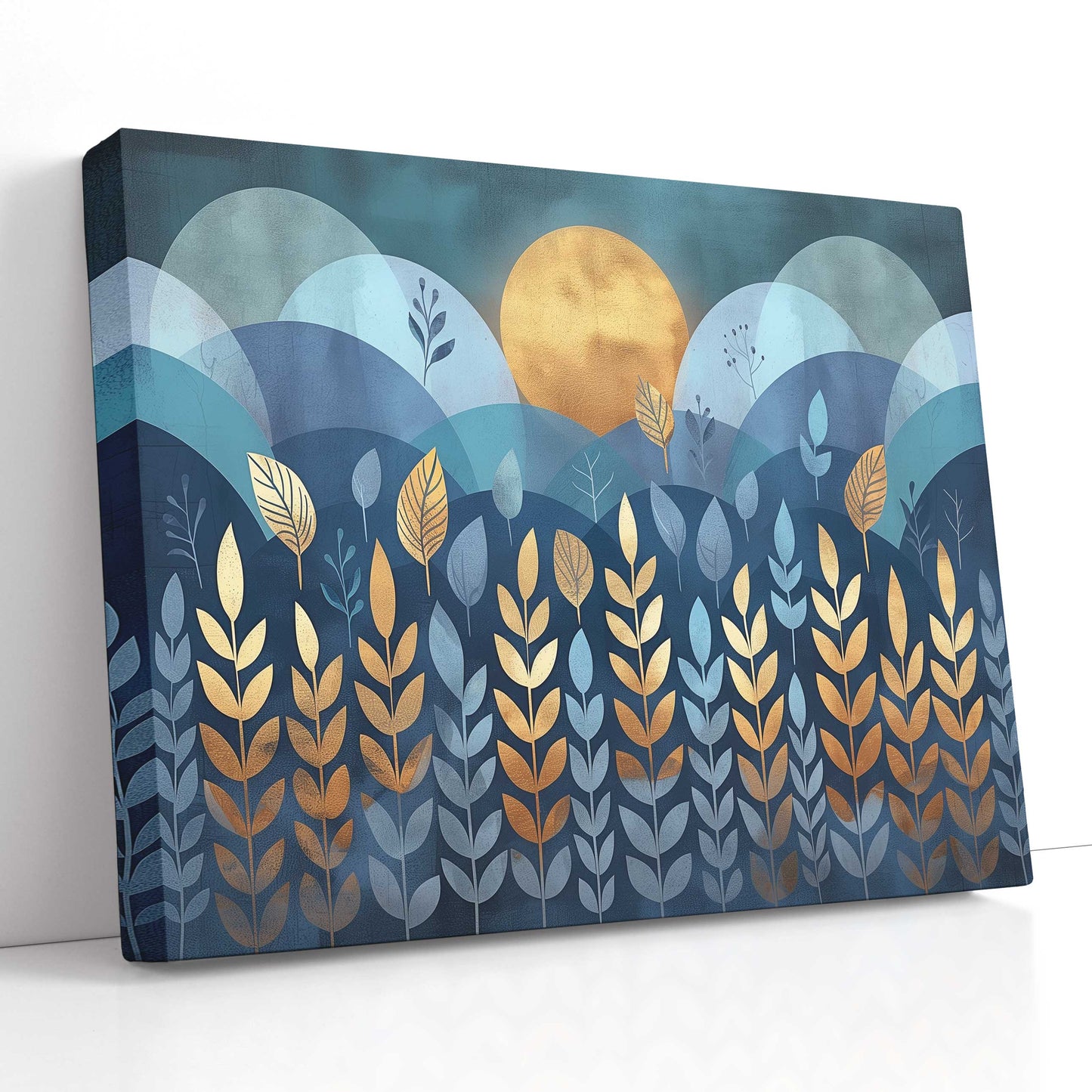  Abstract Golden Moon Print